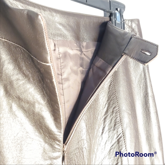 Vintage Juliana Collezione soft lamb leather midi skirt chocolate brown size 4 - Picture 8 of 9